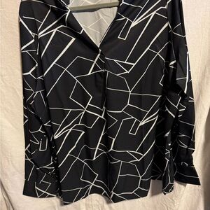 Geometric Black and White Women's Top